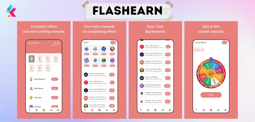 FlashEarn - Best daily 100 rupees earning apps without