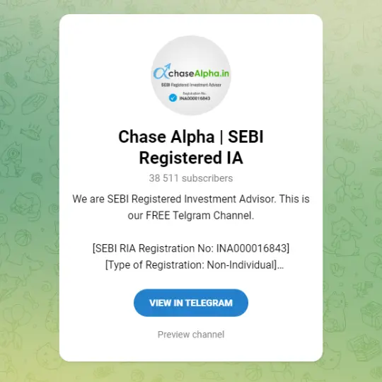 Chase Alpha SEBI registered telegram channel