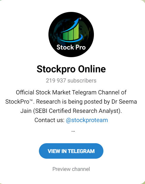 Stock Pro Online - No 1 Stock Market Telegram Channels