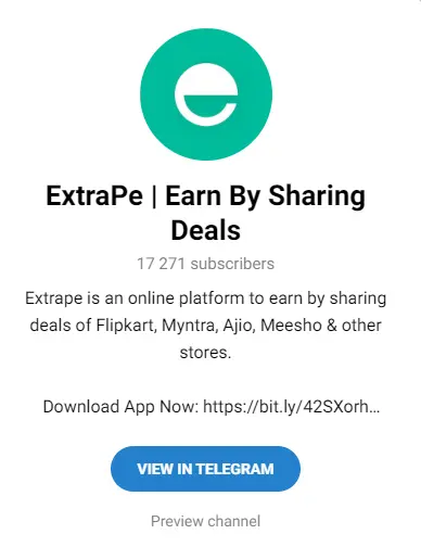 ExtraPe Earn by Sharing Deals Telegram Channel