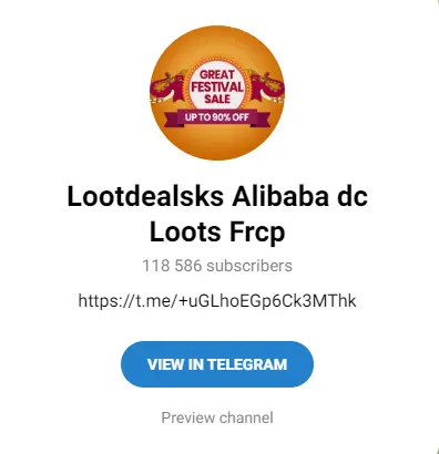 Lootdealsks Alibaba dc Loots Frcp Telegram Channel