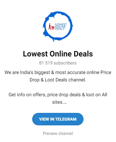 Lowest Online Deals Telegram Channel