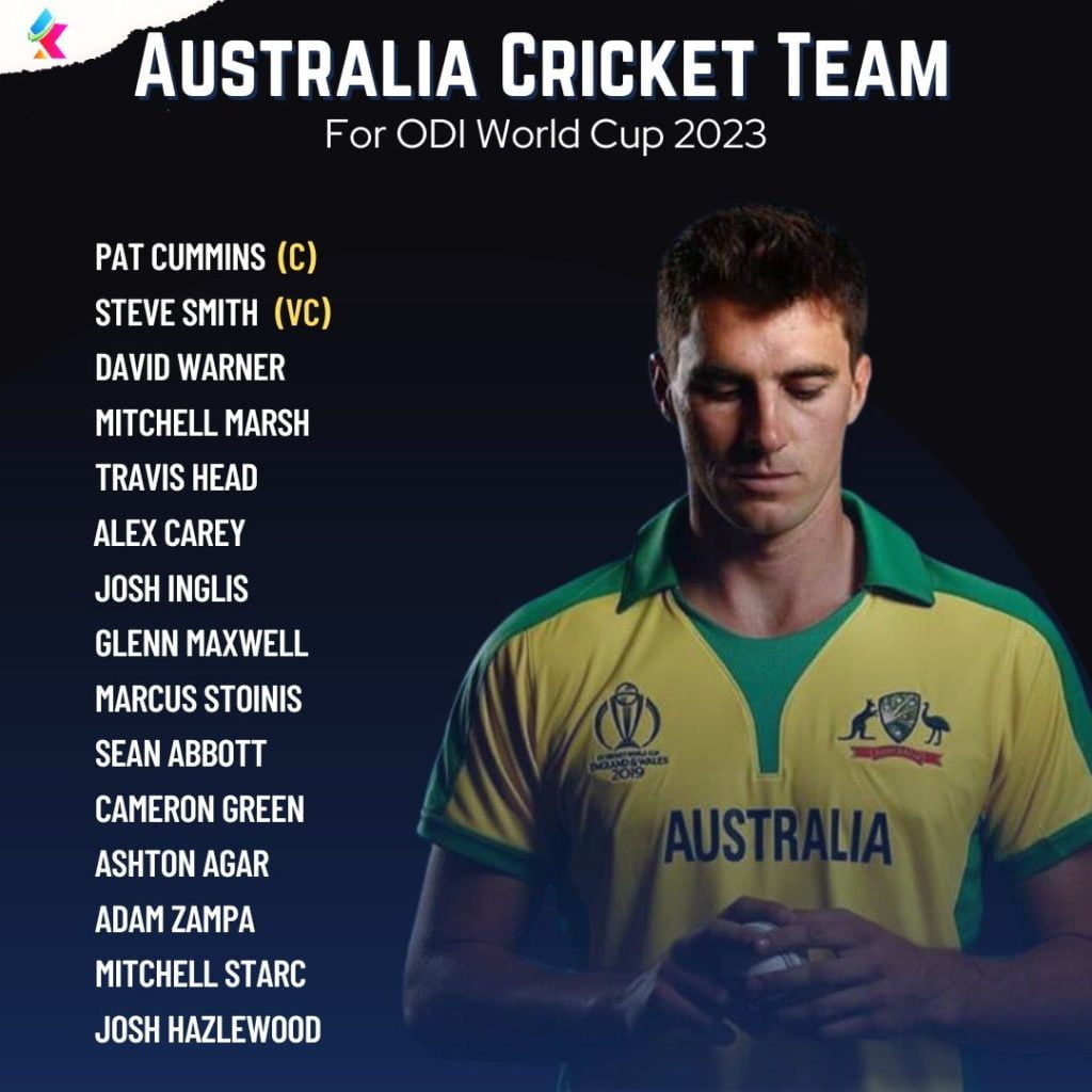 australia cricket squad 2023 for odi world cup