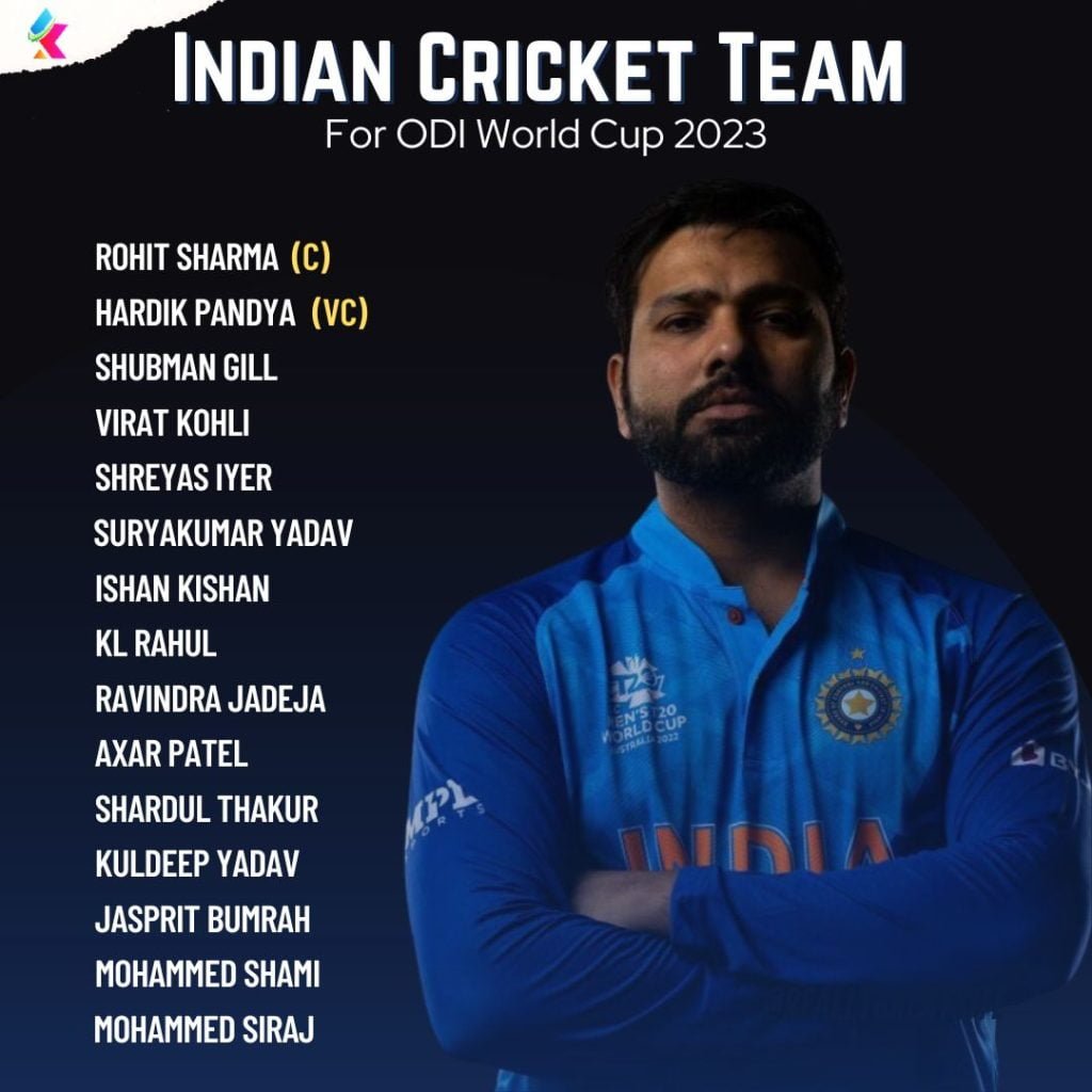 indian cricket team for odi world cup 2023