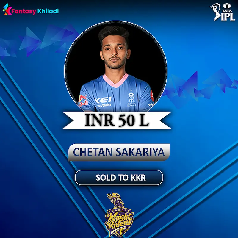 Chetan Sakariya IPL 2024 Auction Price and IPL Team