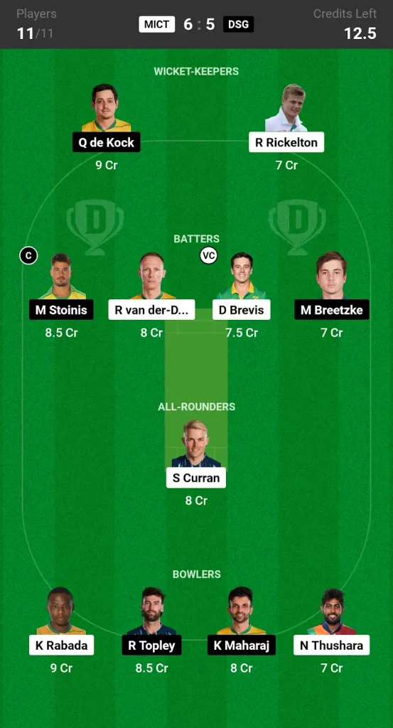 Dream11 Grand League Team MICT vs DSG SA20 Match 16