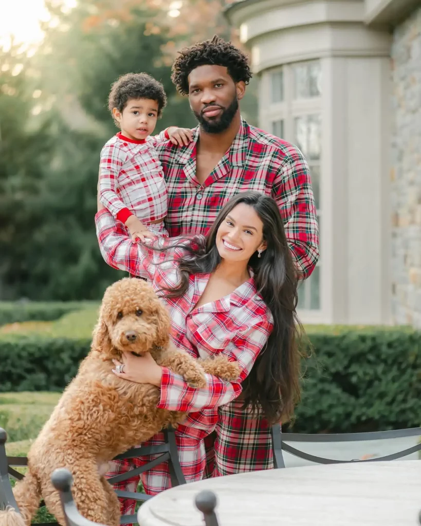 Joel Embiid with his wife Anne De Paula and son Arther