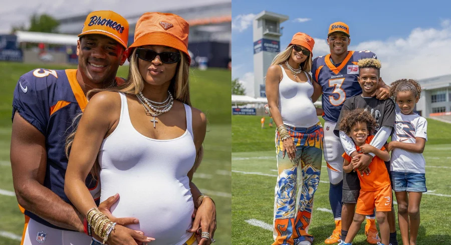 Russell Wilson with his wife Ciara Princess and children