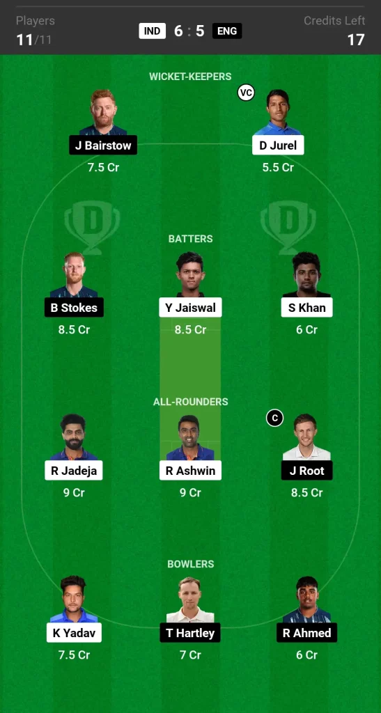 IND vs ENG Dream11 Prediction Today Match Grand League Team