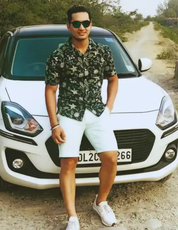 Anuj Rawat with his Car