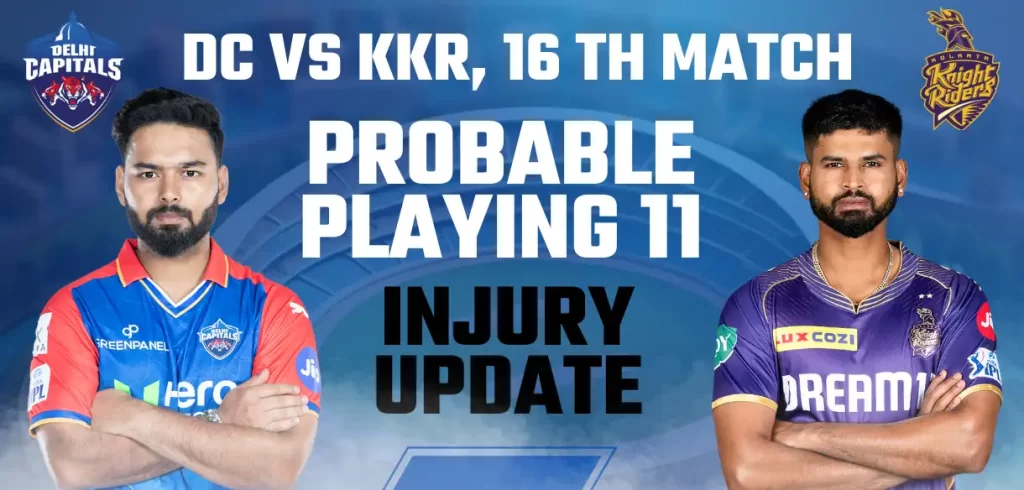 DC vs KKR Probable Playing 11