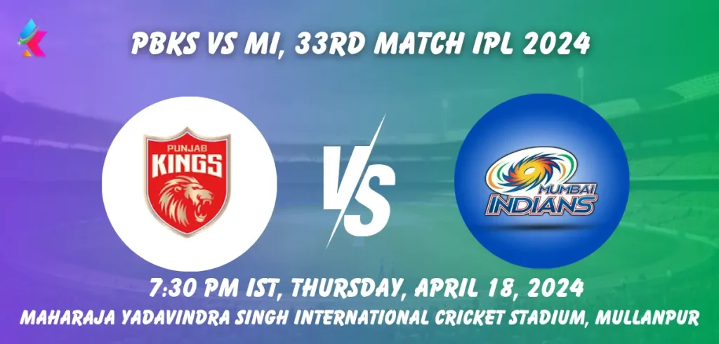 PBKS vs MI Head to Head in Maharaja Yadavindra Singh International Cricket Stadium, Mullanpur