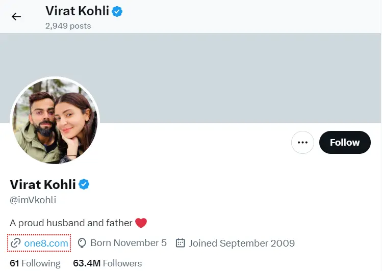 Virat Kohli Fan Following on Twitter
