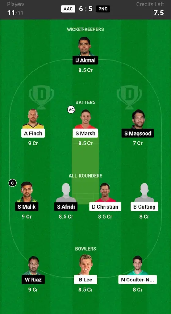 AAC vs PNC Dream11 Prediction Today Match Small League Team