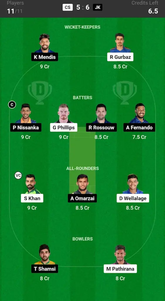 CS vs JK Dream11 Prediction: Small League Team