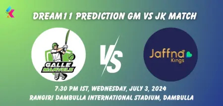 GM vs JK Dream11 Team Prediction Today Match: Fantasy Cricket Tips, Playing XI, Pitch Report, Today Dream11 Team Captain And Vice Captain Choices - 6th Match, Lanka Premier League, 2024