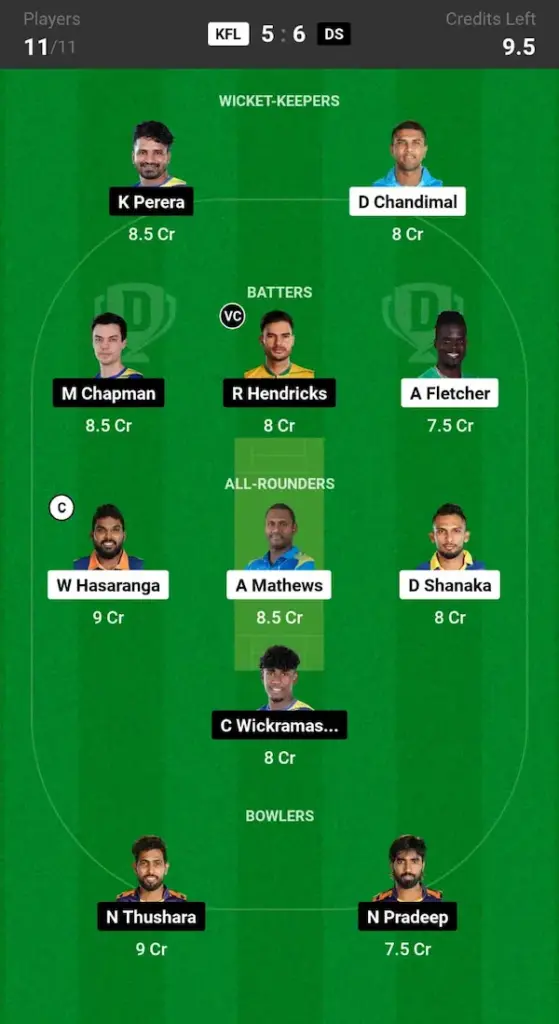 KFL vs DS  Dream11 Prediction: Small League Team