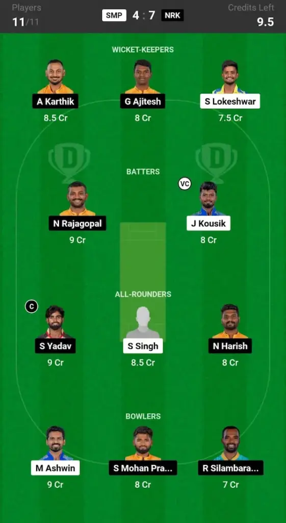 SMP vs NRK Dream11 Prediction Today Match Small League Team