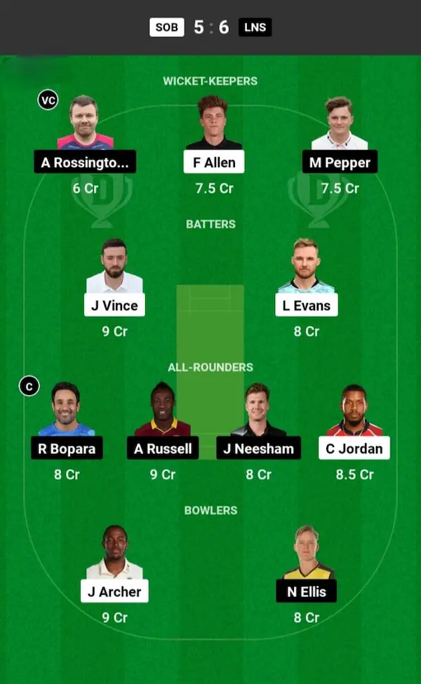 SOB vs LNS Dream11 Prediction Small League Team