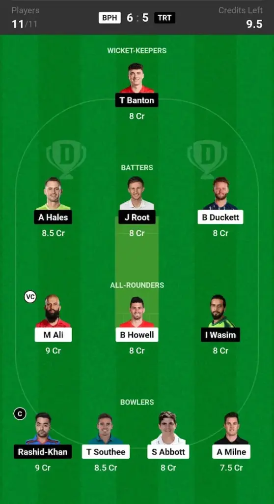 BPH vs TRT Dream11 Prediction Grand League Team