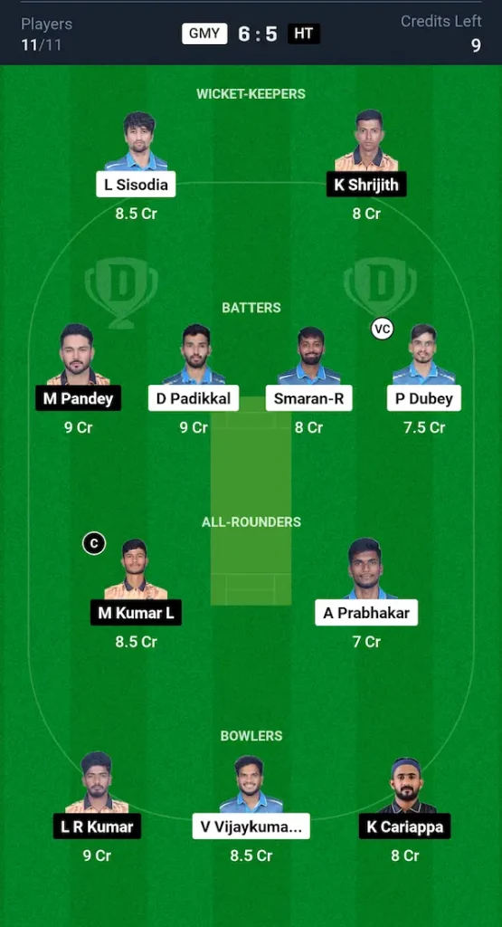 GMY vs HT Dream11 Prediction Small League Team