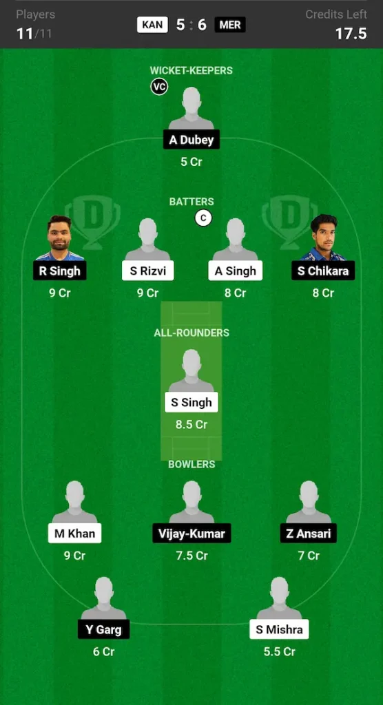 KAN vs MER Dream11 Prediction Grand League Team