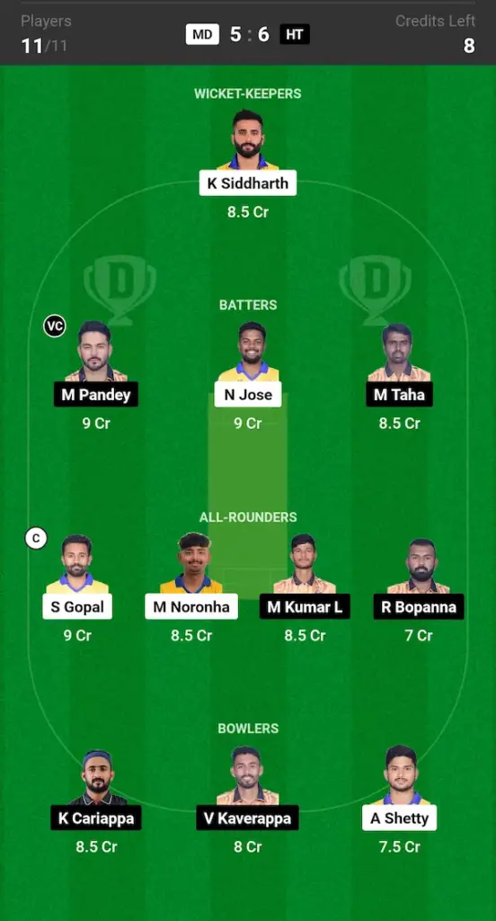 MD vs HT Dream11 Prediction Small League Team