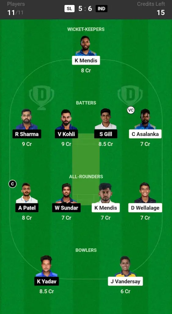 SL vs IND Dream11 Prediction Small League Team