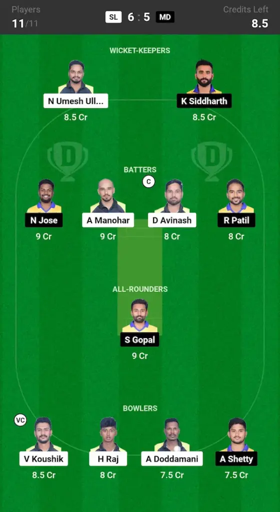 SL vs MD Dream11 Prediction Grand League Team