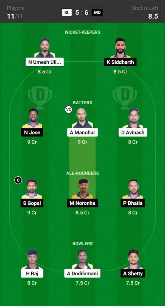 SL vs MD Dream11 Prediction Small League Team