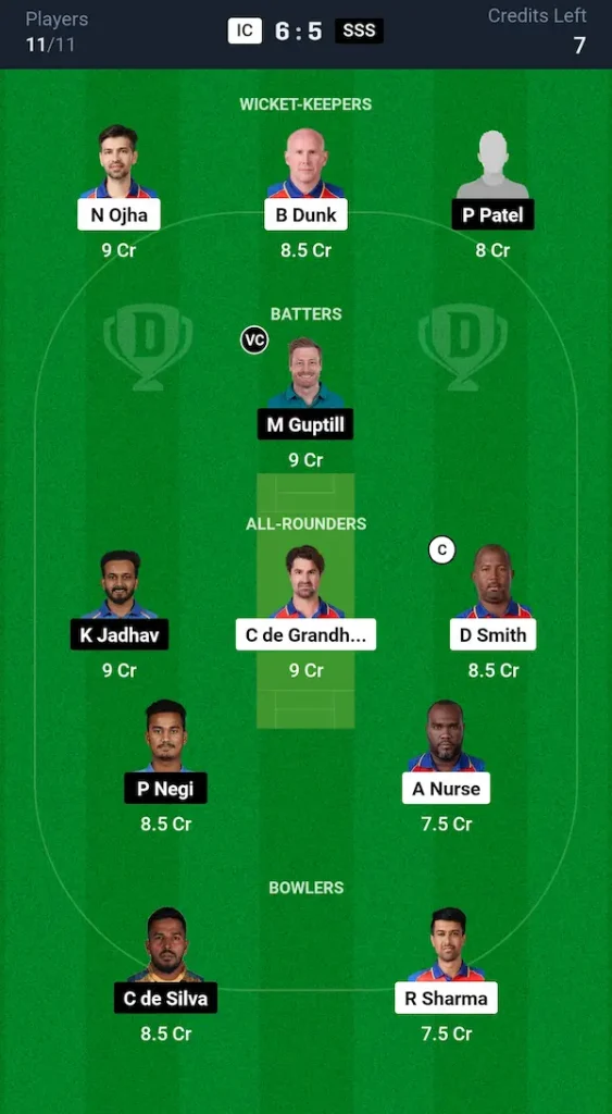 IC vs SSS Dream11 Prediction Grand League Team