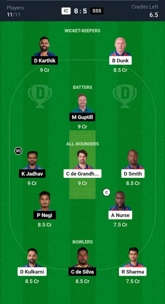 IC vs SSS Dream11 Prediction Small League Team