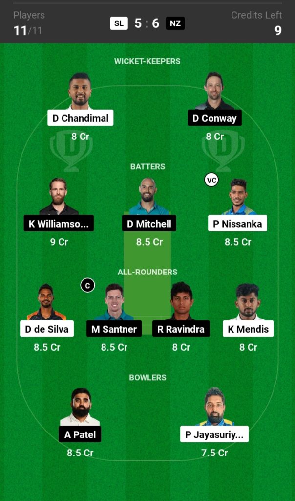 SL vs NZ Dream11 Prediction: Small League Team