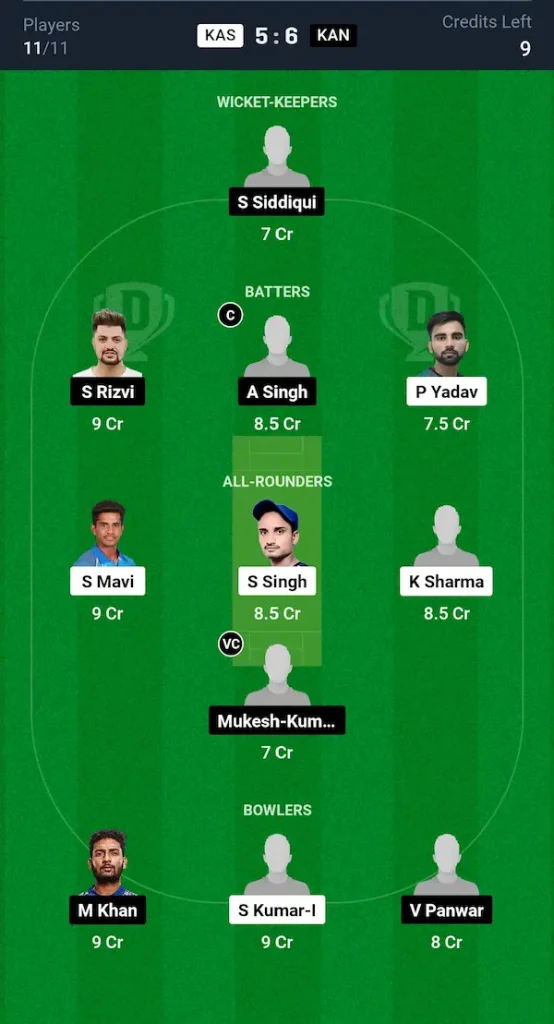 KAS vs KAN Dream11 Prediction Grand League Team