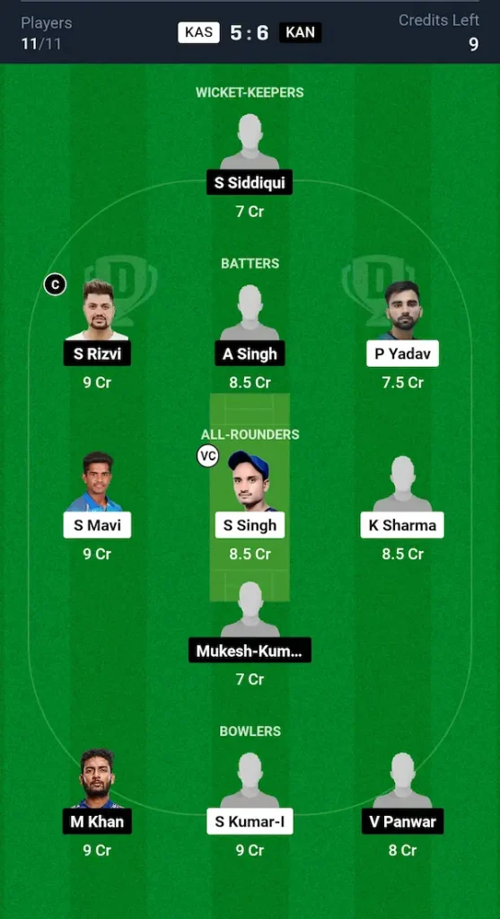 KAS vs KAN Dream11 Prediction Small League Team