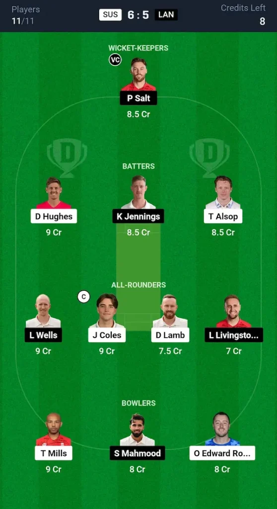 SUS vs LAN Dream11 Prediction Small League Team