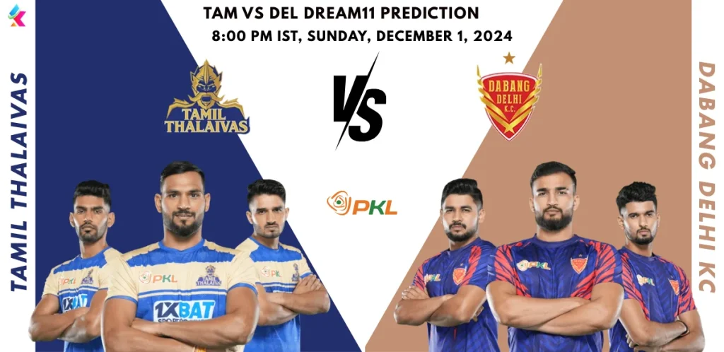 TAM vs DEL Dream11 Prediction Today’s Match 87th Starting 7, Player Stats, Head-to-Head, Captain And Vice Captain Choices for Tamil Thalaivas vs Dabang Delhi KC, Pro Kabaddi 2024