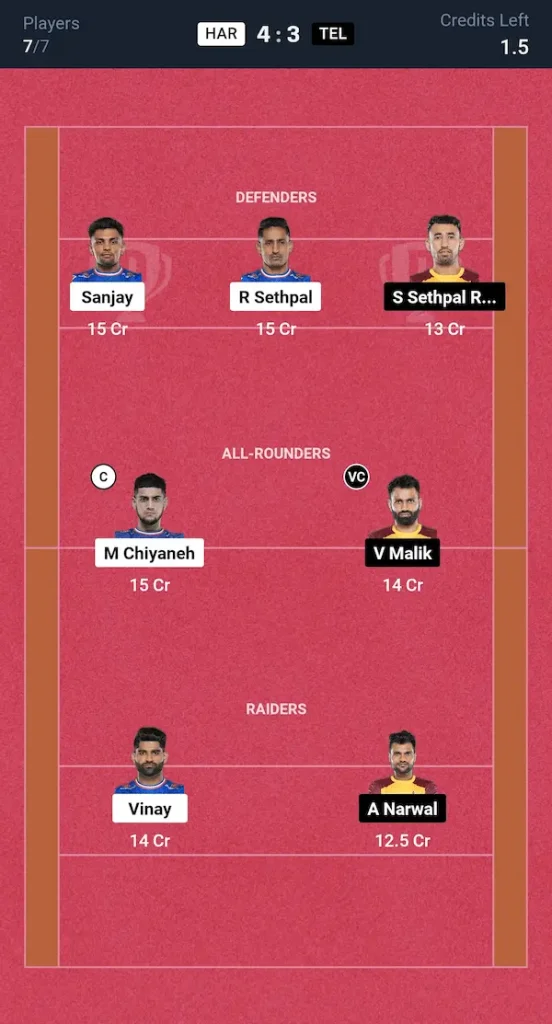 HAR vs TEL Dream11 Prediction Small League Team PKL Match 101st