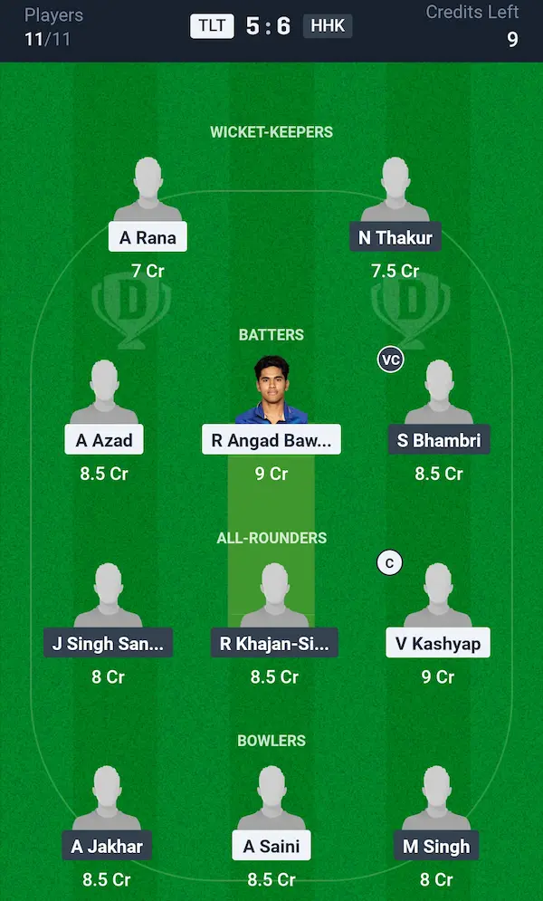 TLT vs HHK Dream11 Prediction Small League Team