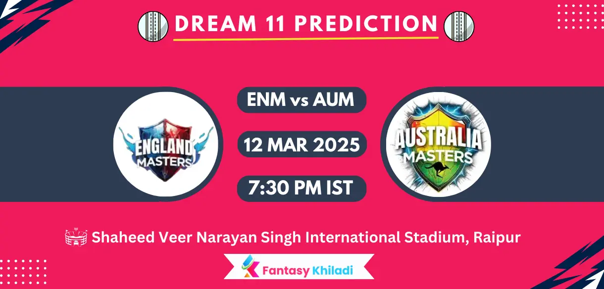 ENM vs AUM Dream11 Prediction Today Match 15th: Players Stats, Playing XI, Fantasy Cricket Tips, Today Dream11 Team Captain And Vice Captain Choices - International Masters League T20, 2025