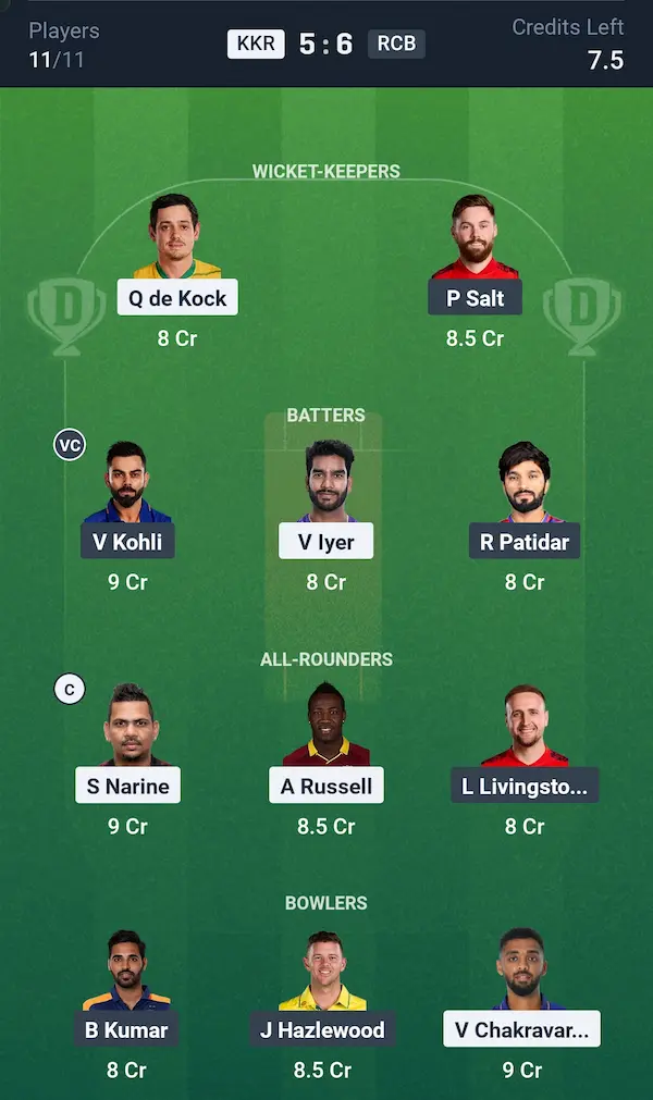 Kol Vs Blr Dream11 My11 Circle Team Prediction Today Match 1st Ipl 2025 Kol Vs Blr Dream11 My11 Circle Team Prediction Today Match 1st Ipl 2025