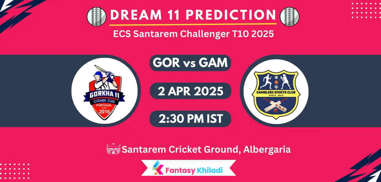 GOR vs GAM Dream11 Prediction, Player Stats ECS Santarem Challenger T10 2025 Match 21 Playing 11, Pitch Report, Fantasy Cricket Tips