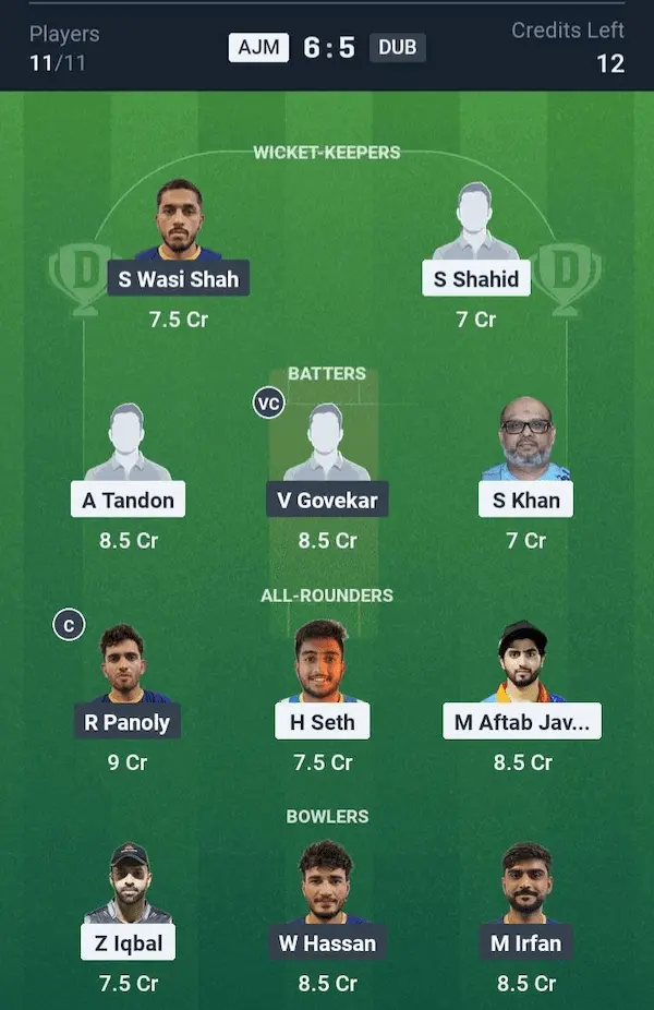 AJM vs DUB Dream11 Prediction Small League Team