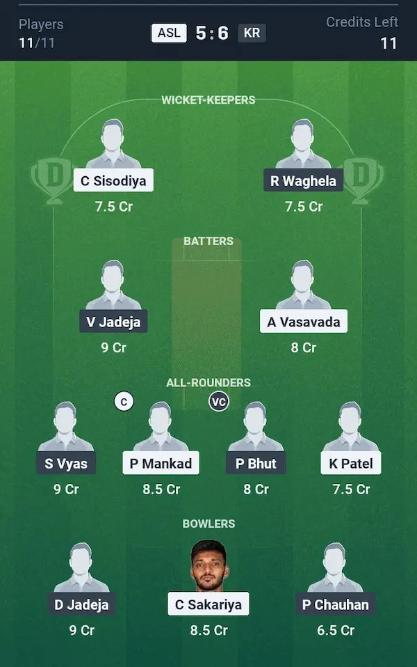 ASL vs KR My11 Circle, Dream11 Prediction Small League Team
