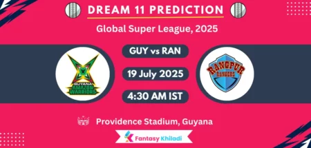 GUY vs RAN Dream11 Prediction: Match Final Fantasy Cricket Tips, Playing XI, Injury Updates & Today Dream11 Captain And Vice Captain Choices - Global Super League, 2025
