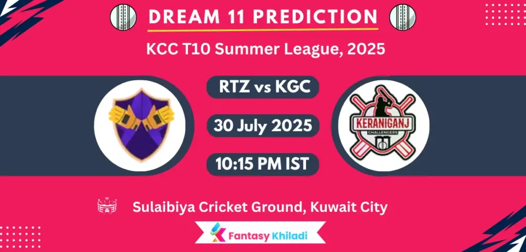 RTZ vs KGC Dream11 Prediction: Match 3rd Fantasy Cricket Tips, Playing XI, Injury Updates & Today Dream11 Captain And Vice Captain Choices – KCC T10 Summer League, 2025 RTZ vs KGC Dream11 Prediction: Match 3rd Fantasy Cricket Tips, Playing XI, Injury Updates & Today Dream11 Captain And Vice Captain Choices - KCC T10 Summer League, 2025