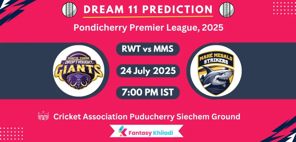 RWT vs MMS Dream11 Prediction: Match Eliminator Fantasy Cricket Tips, Playing XI, Injury Updates & Today Dream11 Captain And Vice Captain Choices - Pondicherry Premier League, 2025