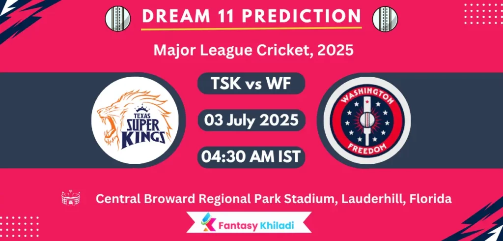 TSK vs WF Dream11 Prediction, Player Stats: Major League Cricket 2025 Match 23rd Playing 11, Pitch Report, Fantasy Cricket Tips