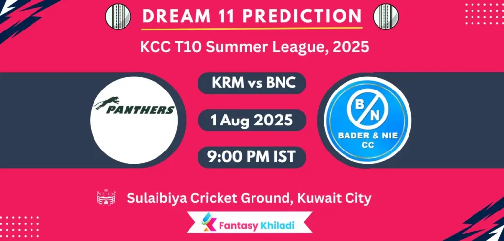 KRM vs BNC Dream11 Prediction: Match 5th Fantasy Cricket Tips, Playing XI, Injury Updates & Today Dream11 Captain And Vice Captain Choices – KCC T10 Summer League, 2025 KRM vs BNC Dream11 Prediction: Match 5th Fantasy Cricket Tips, Playing XI, Injury Updates & Today Dream11 Captain And Vice Captain Choices - KCC T10 Summer League, 2025