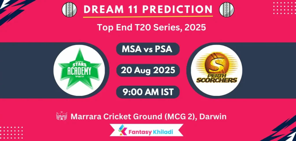 MSA vs PSA Dream11 Prediction: Match 21st T20 Fantasy Cricket Tips, Playing XI, Injury Updates & Today Dream11 Captain And Vice Captain Choices - Top End T20 Series, 2025